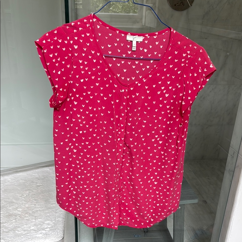 JOIE Women's Pink Heart Print Top